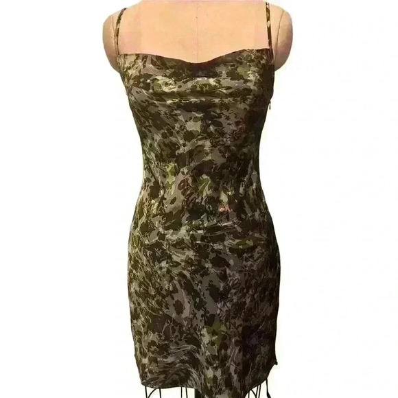 BP Cowl Neck Mini Dress in Black-Brown Floral Camo Size S - Picture 2 of 11